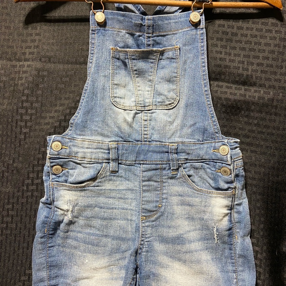 Vanilla Star Girls Light Blue Denim Short Overalls Pre Owned Size 10